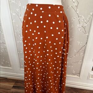 Elegant Rust Polka Dot Maxi Skirt